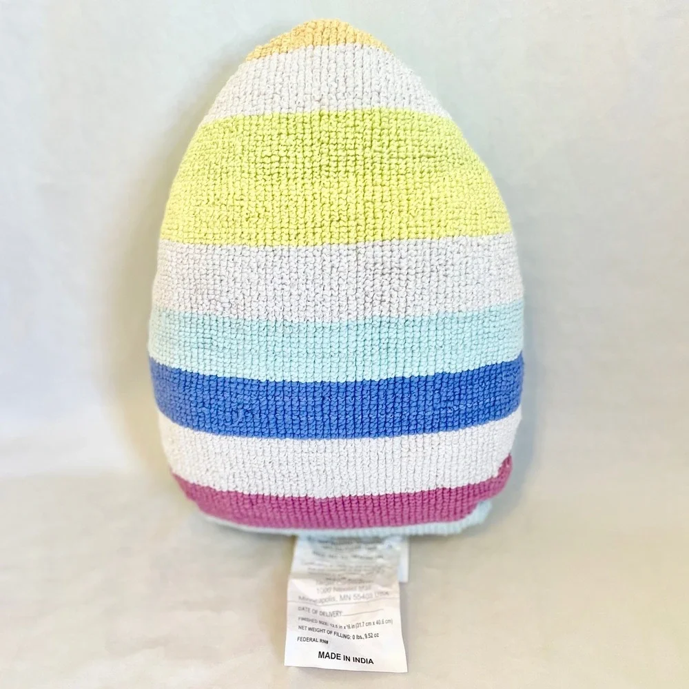 Room Essentials Easter Egg Throw Pillow Pastel Striped Tufted Decorative 16x12.5